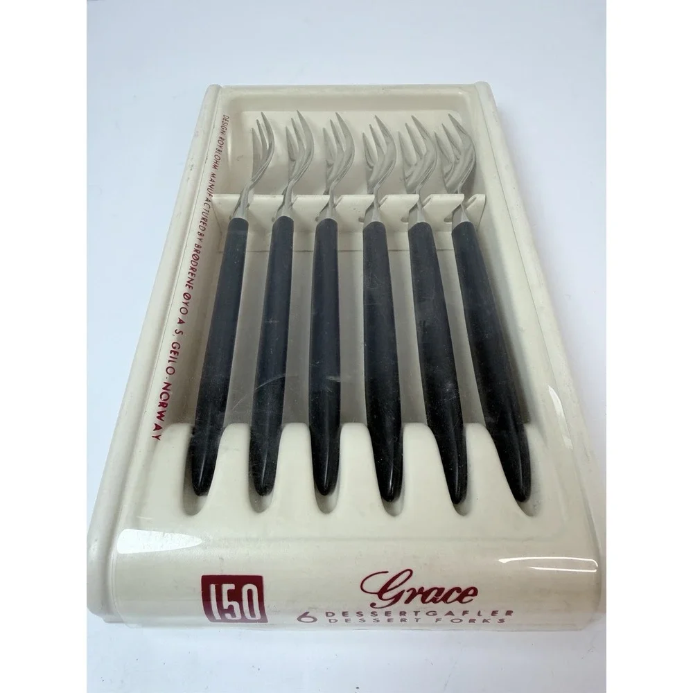 Roy Blohm Brodrene Oyo Norway Grace Mid Century Stainless Flatware Dessert Forks